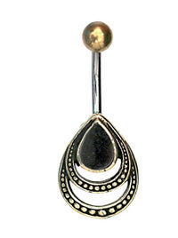 Cargar imagen en el visor de la galería, Bauchnabelpiercing Edelstahl Brass Doppelträne Inlay
