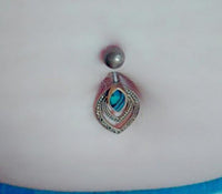 Cargar imagen en el visor de la galería, Bauchnabelpiercing Edelstahl Brass Doppelmandel Inlay
