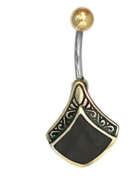 Cargar imagen en el visor de la galería, Bauchnabelpiercing Edelstahl Brass Raute Inlay
