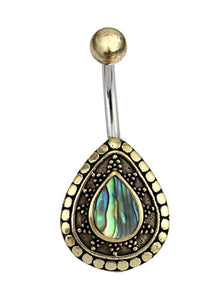 Cargar imagen en el visor de la galería, Bauchnabelpiercing Edelstahl Brass Sonnen Träne Inlay
