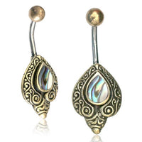 Cargar imagen en el visor de la galería, Bauchnabelpiercing Edelstahl Brass Schnörkel Träne Inlay
