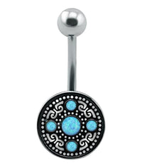Load image into Gallery viewer, Bauchnabelpiercing Edelstahl Opal Vintage antik
