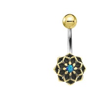 Cargar imagen en el visor de la galería, Bauchnabel Piercing Brass Edelstahl Stern Blume Stein
