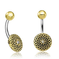 Load image into Gallery viewer, Bauchnabel Piercing Brass Edelstahl Dahlie Stein
