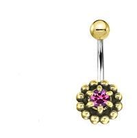 Cargar imagen en el visor de la galería, Bauchnabel Piercing Brass Edelstahl Punkteblume Stein
