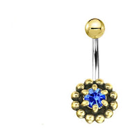 Cargar imagen en el visor de la galería, Bauchnabel Piercing Brass Edelstahl Punkteblume Stein
