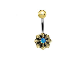 Cargar imagen en el visor de la galería, Bauchnabel Piercing Brass Edelstahl Sternblume Stein
