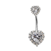 Cargar imagen en el visor de la galería, Bauchnabelpiercing aus Edelstahl Glaskristall Herz Gold PVD

