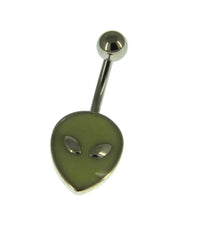 Load image into Gallery viewer, Bauchnabelpiercing aus Edelstahl Alien leuchtet
