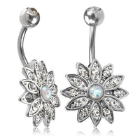 Load image into Gallery viewer, Glitzer Bauchnabel Piercing Kristall Blume Edelstahl
