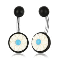 Cargar imagen en el visor de la galería, Bauchnabel Piercing Edelstahl Arangholz Bone Blume
