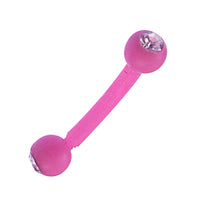 Load image into Gallery viewer, Banane / Curved Barbell Piercing mit Kugeln pink aus Kunststoff mit weißem Glitzerstein
