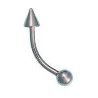 Cargar imagen en el visor de la galería, Curved Barbell Piercing mit Cone und Kugel silbern aus Edelstahl Banane Piercing
