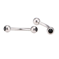 Load image into Gallery viewer, Banane Curved Barbell Piercing mit Kugeln aus Edelstahl silbern schwarzer Stein
