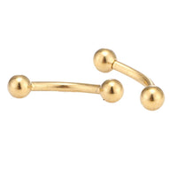 Cargar imagen en el visor de la galería, Banane Curved Barbell Piercing mit Kugeln Basic lang 15 mm Edelstahl goldfarben
