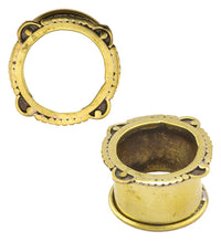 Cargar imagen en el visor de la galería, Brass Tunnel Punktereihe Bogen Punkt antik gold nickelfrei Plug Messing Expander Schmuck
