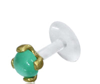 Load image into Gallery viewer, Labret Lippen Piercing Bio Plastic gold Brass Stein
