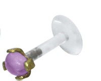 Load image into Gallery viewer, Labret Lippen Piercing Bio Plastic gold Brass Stein
