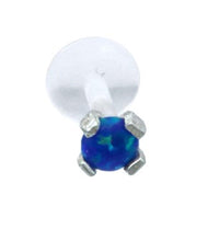 Load image into Gallery viewer, Labret Lippen Piercing Bio Plastic Silber Stein
