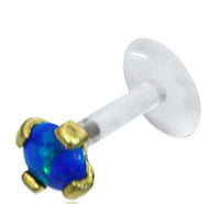 Load image into Gallery viewer, Labret Lippen Piercing Bio Plastic gold Brass Stein
