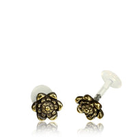 Load image into Gallery viewer, Brass Labret Lippen Piercing Bio Acryl Blume antik golden Tragus Conch Helix
