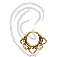 Load image into Gallery viewer, Brass Helix Tragus Antik golden Ohrpiercing 0,8mm Herzformen
