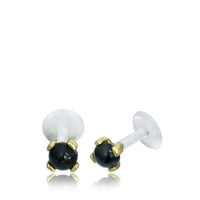 Load image into Gallery viewer, Labret Lippen Piercing Bio Plastic gold Brass Stein
