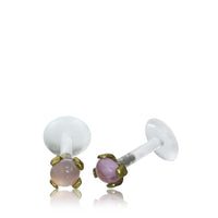 Load image into Gallery viewer, Labret Lippen Piercing Bio Plastic gold Brass Stein
