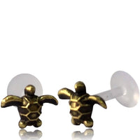 Cargar imagen en el visor de la galería, Labret Lippen Piercing Acryl Schildkröte antik golden Brass Motiv Tragus
