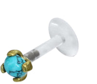 Load image into Gallery viewer, Labret Lippen Piercing Bio Plastic gold Brass Stein
