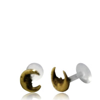 Cargar imagen en el visor de la galería, Labret Lippen Piercing Bio Acryl Halbmond Gesicht antik golden Brass Tragus

