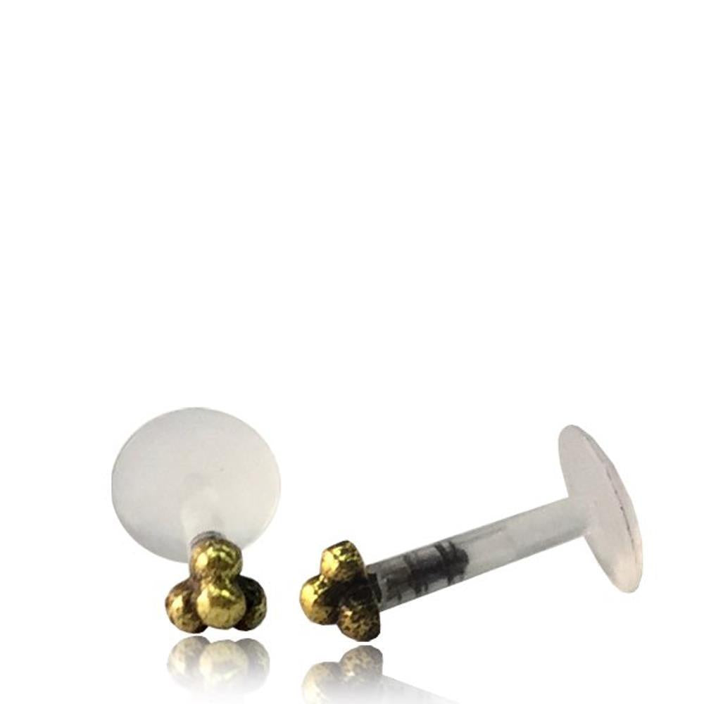 Labret Lippen Piercing Acryl Mini Blume antik gold Brass