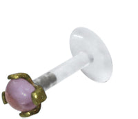 Load image into Gallery viewer, Labret Lippen Piercing Bio Plastic gold Brass Stein
