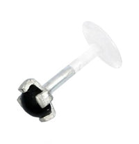 Load image into Gallery viewer, Labret Lippen Piercing Bio Plastic Silber Stein
