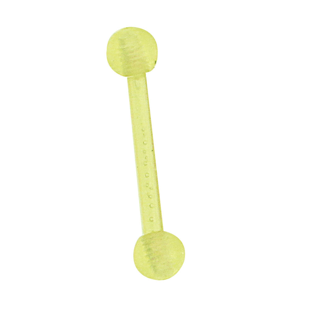 modischer Piercing straight Barbell aus flexiblem Kunststoff in Gelb Transparent