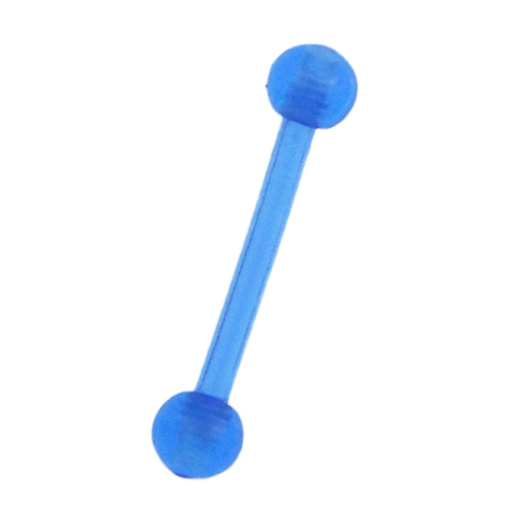 modischer Piercing straight Barbell aus flexiblem Kunststoff in Blau