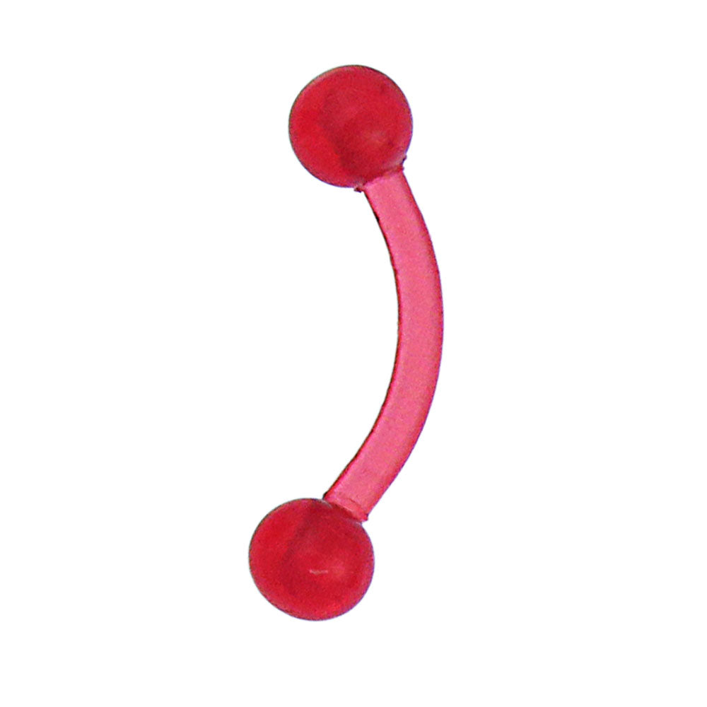 modischer Piercing curved Barbell gebogen aus flexiblem Kunststoff in Rot