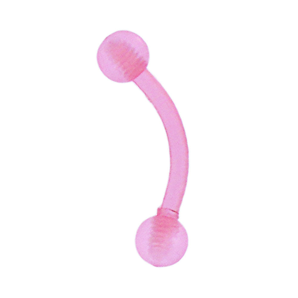 modischer Piercing curved Barbell gebogen aus flexiblem Kunststoff in Rosa