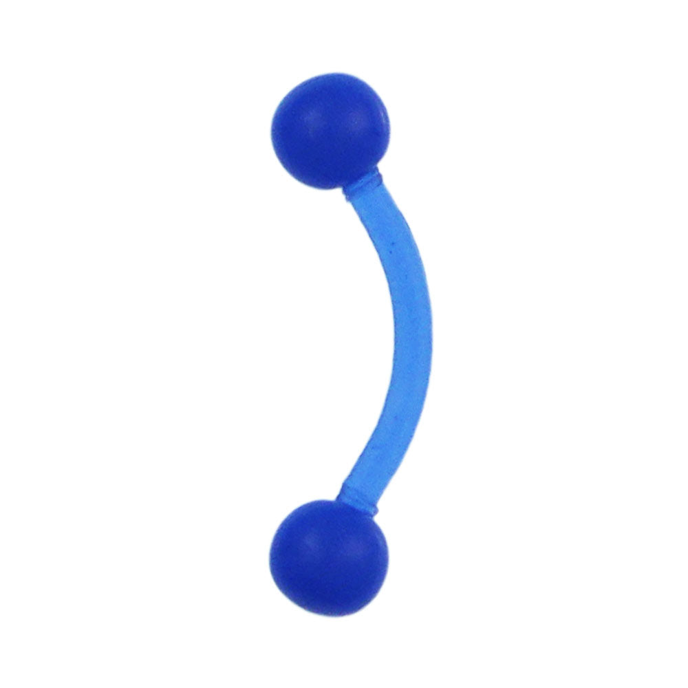 modischer Piercing curved Barbell gebogen aus flexiblem Kunststoff in Blau