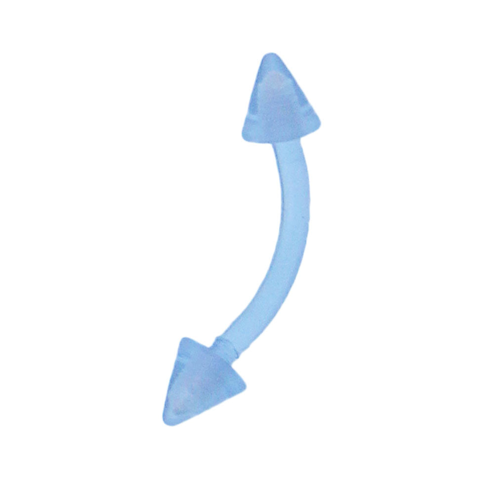 modischer Piercing curved Barbell mit Cones aus flexiblem Kunststoff in Hellblau
