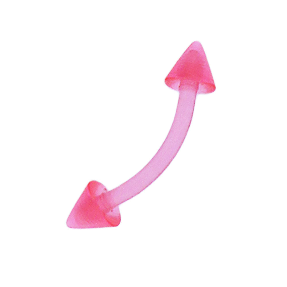 modischer Piercing curved Barbell mit Cones aus flexiblem Kunststoff in pink