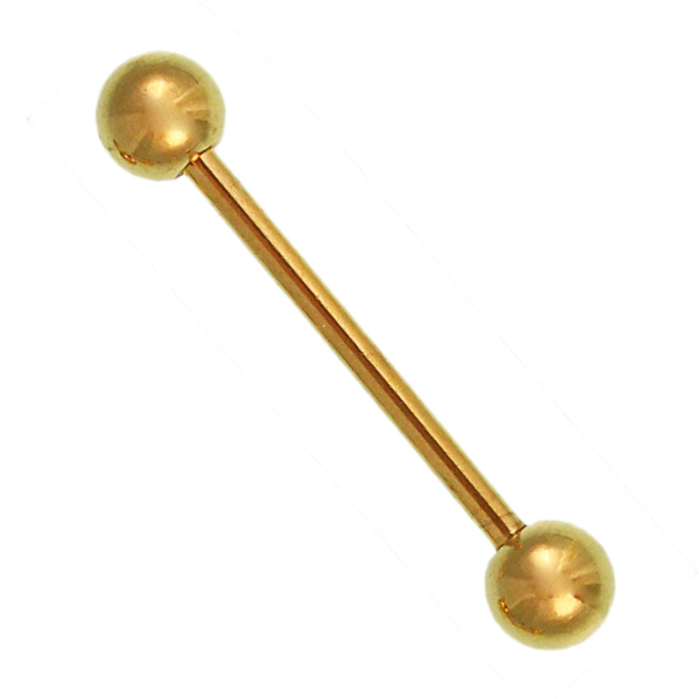 Straight Barbell Piercing Basic aus Edelstahl goldfarben Kugeln groß Stift 1,4mm
