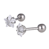 Cargar imagen en el visor de la galería, modischer Piercing straight Barbell aus Edelstahl in silberner Farbe Sternförmiger Zirkonia Stein
