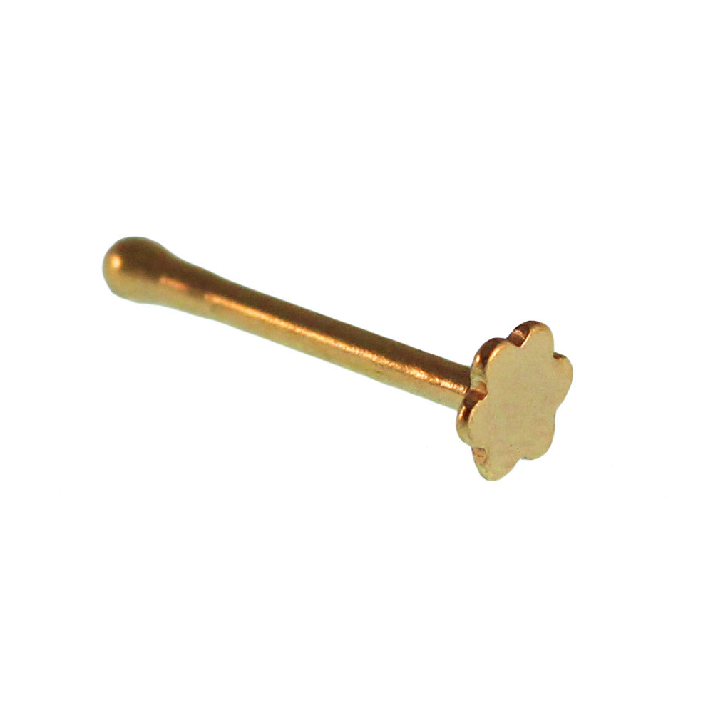 modischer Piercing mini straight Barbell aus Edelstahl goldene Farbe Blume