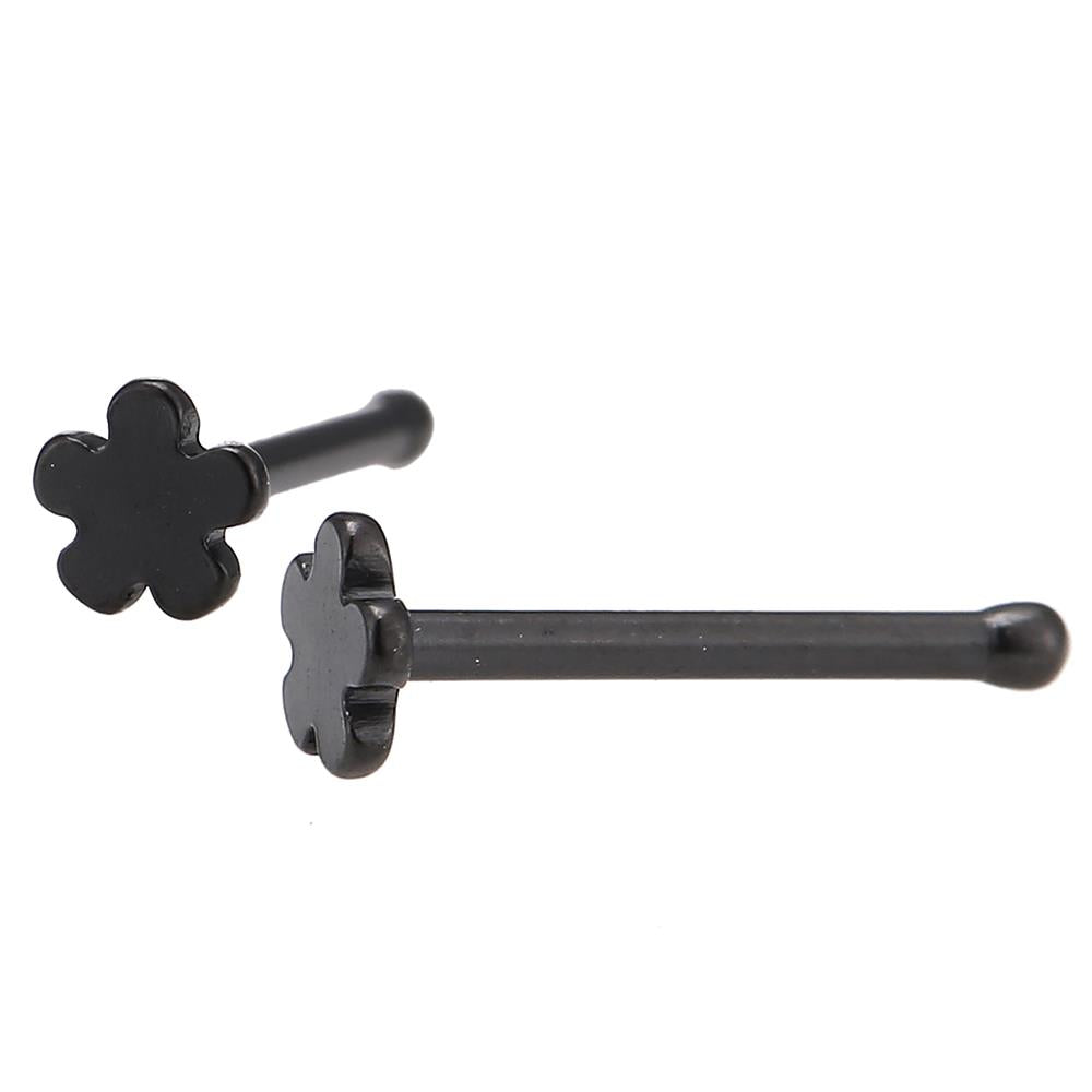 modischer Piercing mini straight Barbell aus Edelstahl schwarz Blume