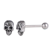 Cargar imagen en el visor de la galería, Straight Barbell Piercing Totenkopf aus Edelstahl silberfarben Kugel
