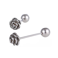 Cargar imagen en el visor de la galería, Straight Barbell Piercing Rosenblüte aus Edelstahl silberfarben Kugel
