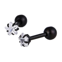 Cargar imagen en el visor de la galería, modischer Piercing schwarze weißer Sternförmiger Zirkonia Stein aus Edelstahl
