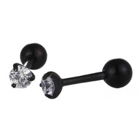 Cargar imagen en el visor de la galería, Piercing schwarz weißer runder Zirkonia Stein eingefasst aus Edelstahl
