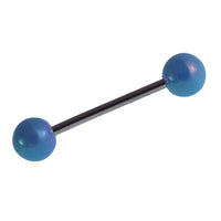 Cargar imagen en el visor de la galería, Straight Barbell Piercing Basic Edelstahl Kugeln hellblau schimmernd 25 mm lang
